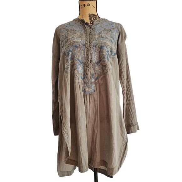 Biya Johnny Was Bohemian Embroidered Blue/Gray Tunic Womens Sz S - Picture 7 of 9